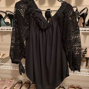 Black ballet blouse with Lace Sleeves